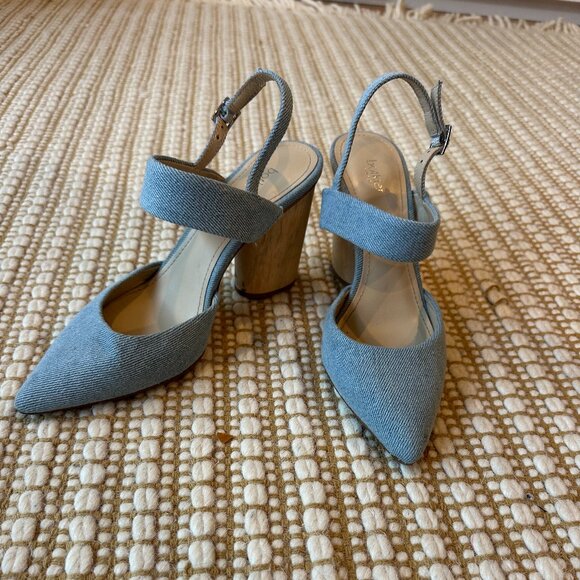 Botkier Pointed-Toe Slingback Heels, Denim - Picture 2 of 5